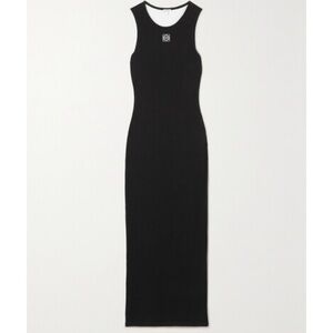 LOEWE Anagram logo embroidered ribbed jersey sleeveless midi dress